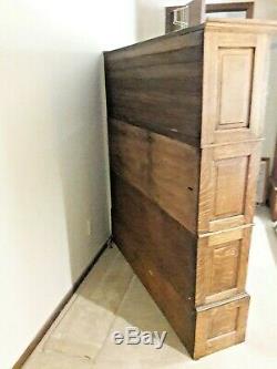 Oak Antique Stacking Lawyer Office Library File Bookcase Cabinet 1910 Detroit MI