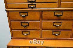 Oak File Card Catalog Stacking Cabinet Globe