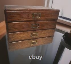 Oak Filing Cabinet Countertop Watchmaker Drawers Chest Apothecary Cabinet 1900s