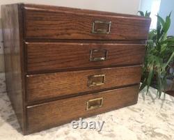 Oak Filing Cabinet Countertop Watchmaker Drawers Chest Apothecary Cabinet 1900s