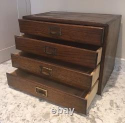 Oak Filing Cabinet Countertop Watchmaker Drawers Chest Apothecary Cabinet 1900s