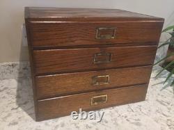 Oak Filing Cabinet Countertop Watchmaker Drawers Chest Apothecary Cabinet 1900s