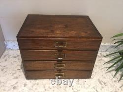 Oak Filing Cabinet Countertop Watchmaker Drawers Chest Apothecary Cabinet 1900s