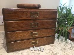 Oak Filing Cabinet Countertop Watchmaker Drawers Chest Apothecary Cabinet 1900s