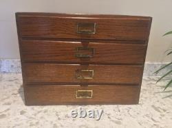 Oak Filing Cabinet Countertop Watchmaker Drawers Chest Apothecary Cabinet 1900s