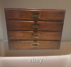 Oak Filing Cabinet Countertop Watchmaker Drawers Chest Apothecary Cabinet 1900s