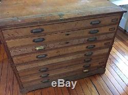 Oak Flat File Chest In As Found Condition
