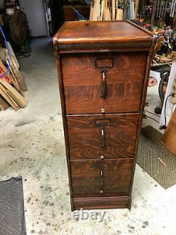 Oak Globe 3 Drawer File Cabinet