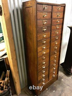 Oak Globe 30 Drawer File Cabinet