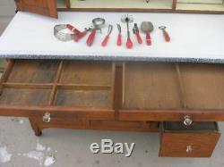 Oak Hoosier SELLERS Cabinet w Flour & Meal Bin, Loaded with Extras and Glassware