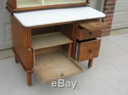 Oak Hoosier Style TIPPECANOE Cabinet, FLOUR BIN, 8pc. Spice Set, 3 Tambour Doors