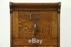 Oak Quarter Sawn Antique 3 Drawer Drop Front File Cabinet, Original Hardware