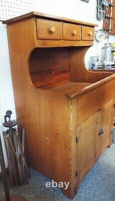 Old Antique 1800s WALNUT 3 Drawer DRY SINK Wash Basin Stand PRIMITIVE