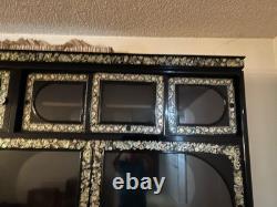 Oriental Hutch Black Lacquered Finish with Intricate Mother of Pearl Inlay