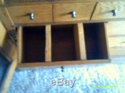 Original Antique Oak (34) Drawer Apothecary File Cabinet With Brass Hardware