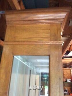 Original Antique Oak Apothecary Pharmacy General Store Display Cabinet Back Bar