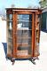 Original Finish Tiger Oak Bow Front China Display Cabinet With Ball & Claw Feet