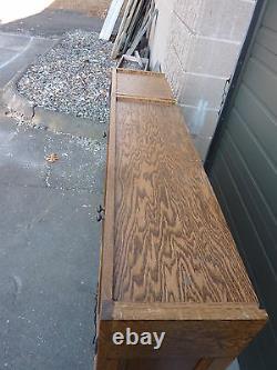 PRETTY custom made OAK kitchen CABINET salvaged OAK & leaded glass doors 57 x 39