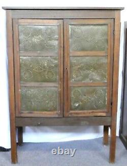 PRIMITIVE SOUTHERN PIE SAFE. 6 Tin Panels. 3 Shelves. Screened Sides + Back 1870