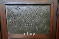 PRIMITIVE SOUTHERN PIE SAFE. 6 Tin Panels. 3 Shelves. Screened Sides + Back 1870