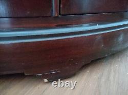 Pair Antique Mahogany Drexel bowfront corner cabinets 1950s dining set