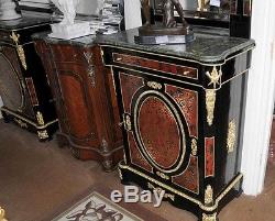 Pair Boulle Credenzas Cabinets French Sideboard Louis XV Inlay