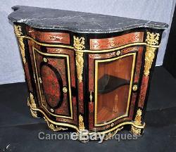 Pair Boulle Inlay Cabinets Sideboards French Louis XVI Credenza