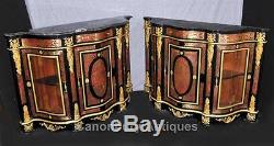 Pair Boulle Inlay Cabinets Sideboards French Louis XVI Credenza