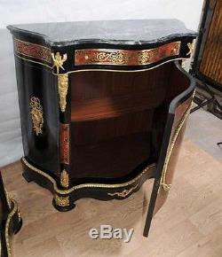 Pair Boulle Serpentine Cabinets Credenzas Bhul Inlay Louis XV Furniture