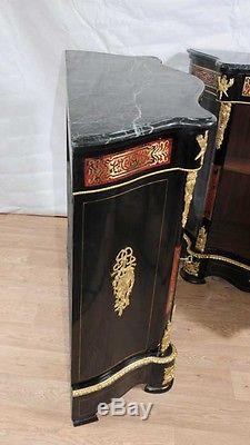Pair Boulle Serpentine Cabinets Credenzas Bhul Inlay Louis XV Furniture