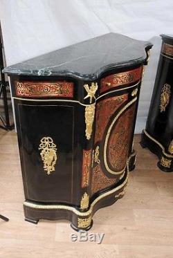 Pair Boulle Serpentine Cabinets Credenzas Bhul Inlay Louis XV Furniture