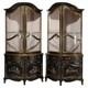 Pair Lighted Vintage Ebonized & Gilt Karges School Corner Cabinets 20thc