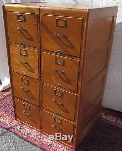 Pair Of Arts & Crafts Tiger Oak Legal Sized File Cabinets Library Bureau Sole