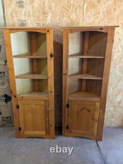 Pair Of Custom Quality Pine Corner Display Cabinets 72x31