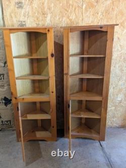 Pair Of Custom Quality Pine Corner Display Cabinets 72x31