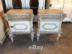Pair Of French, Antique, Vintage, Shabby Bedside Tables