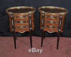 Pair Victorian Bedside Tables Nightstands Chests Drawers