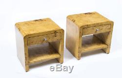 Pair of Art Deco Style Birdseye Maple Bedside Cabinets