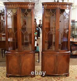 Pair of English Bevan Funnell Reprodux Mahogany Chippendale Corner Cabinets