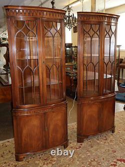 Pair of English Bevan Funnell Reprodux Mahogany Chippendale Corner Cabinets