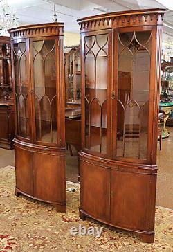 Pair of English Bevan Funnell Reprodux Mahogany Chippendale Corner Cabinets