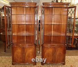 Pair of English Bevan Funnell Reprodux Mahogany Chippendale Corner Cabinets