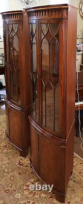 Pair of English Bevan Funnell Reprodux Mahogany Chippendale Corner Cabinets