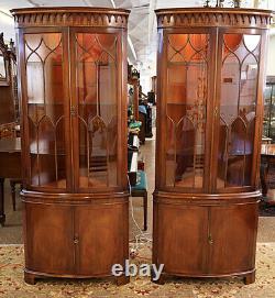 Pair of English Bevan Funnell Reprodux Mahogany Chippendale Corner Cabinets