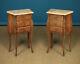 Pair Of French Marble Top Bedside Cabinets C. 1930