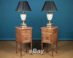 Pair of Oak & Marble Top Bedside Cabinets c. 1920