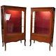 Pair Of Vintage French Louis Xv Style Lighted Vitrine Curio Cabinets