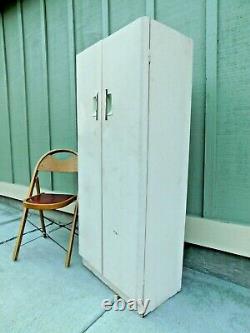 Petite 1930s Deco All Metal Storage Cabinet 2 Doors 4 Shelves 54x24 Chrome