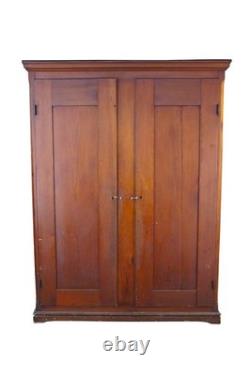 Primitive Antique American Victorian Poplar Closet Cupboard Linen Press Cabinet