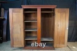 Primitive Antique American Victorian Poplar Closet Cupboard Linen Press Cabinet